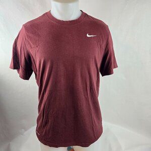 Nike T Shirt Mens Large Red Maroon Dri Fit Crew Neck Tee Work Out Training Run